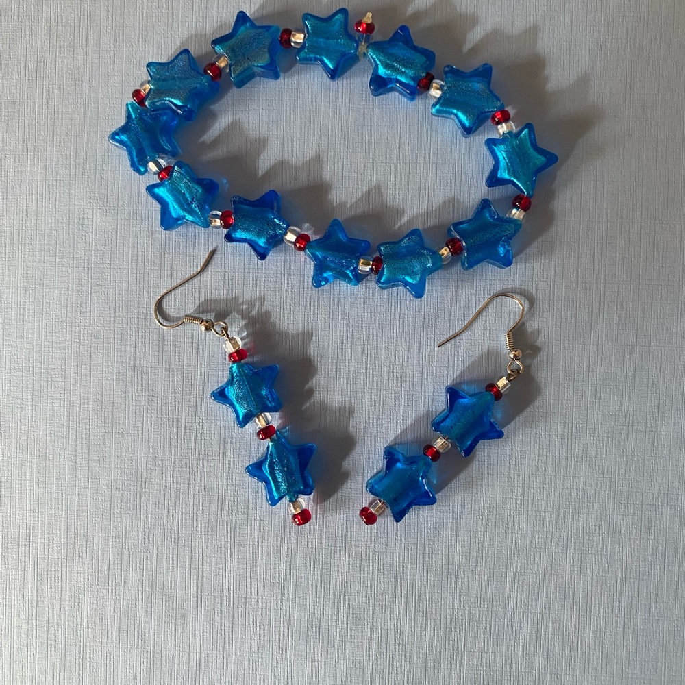 4th of July earrings and bracelet
